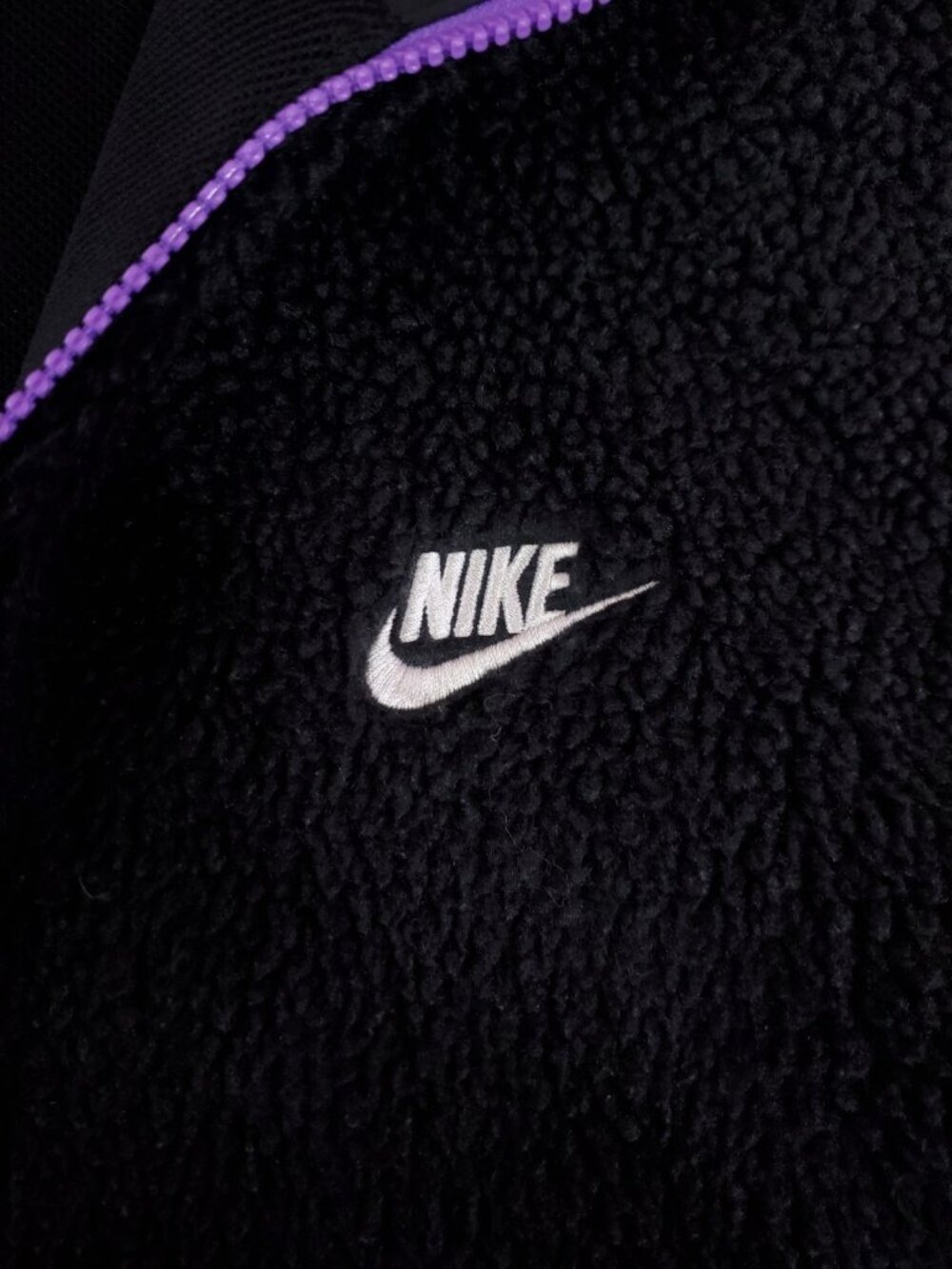 Nike Mens XL Club Fleece Anorak 1/2 Zip Pullover Jacket Black Purple DQ4880-010 - Picture 7 of 15